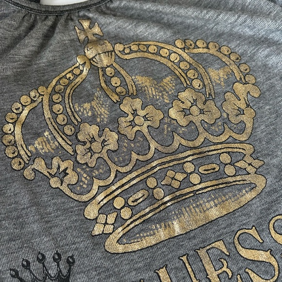 Guess Retro Y2k gorgeous gold glitter crown short sleeve top - Picture 11 of 12